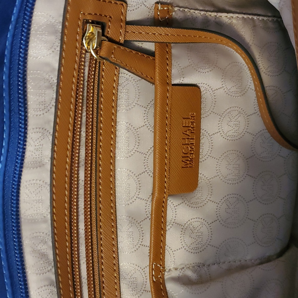 Michael Kors Jet Set Royal Blue Nylon Tote with Tan Leather Trim - Picture 6 of 8